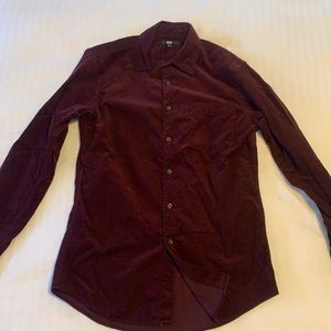Uniqlo Men’s Corduroy Shirt - XS, Red Burgundy